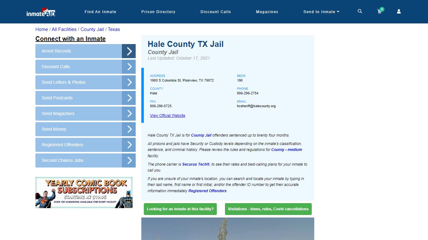 Hale County TX Jail - Inmate Locator - Plainview, TX